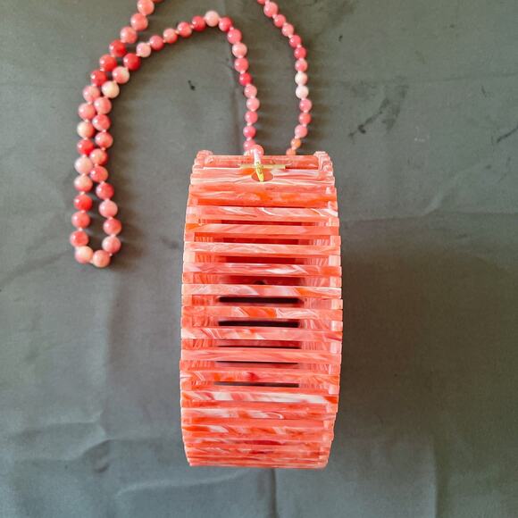 Cult Gaia Acrylic Luna Crossbody Bag Pink Beaded Strap - Picture 11 of 11